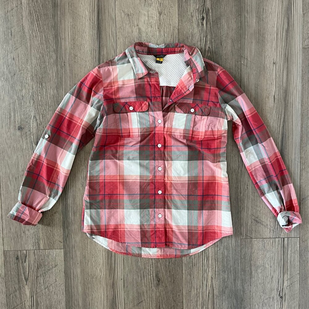 Eddie Bauer Activewear Plaid Long-Sleeve Shirt Women’s (S)